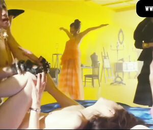 Hot Japanese girls with strapon in lesbian group sex scene from AntiPorno (2016)
